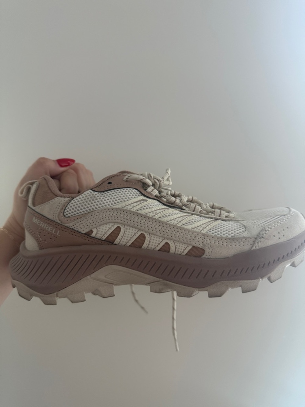 Merrell Women's Sneaker — Light Beige and Taupe Accent